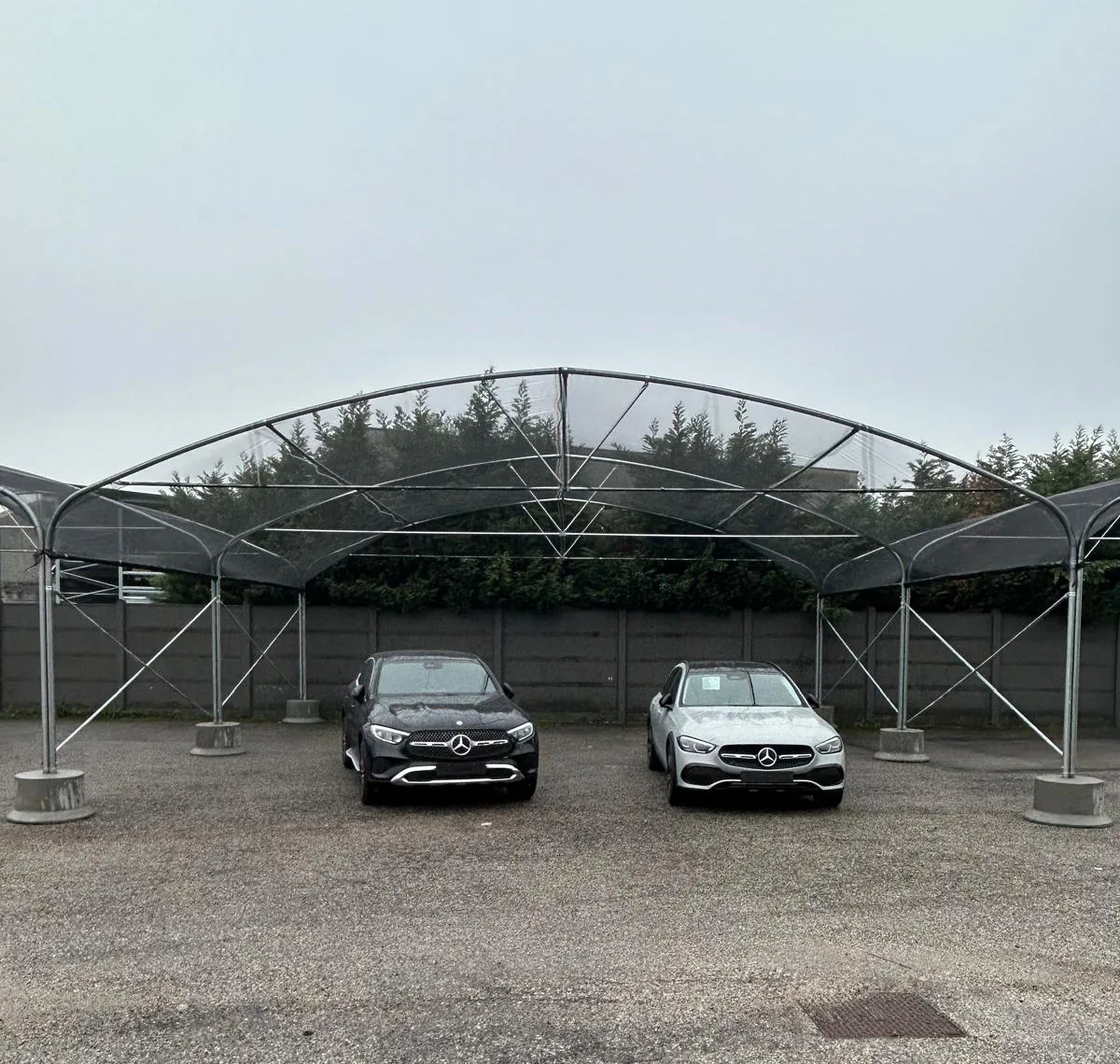 Copertura antigrandine a tunnel per parcheggi